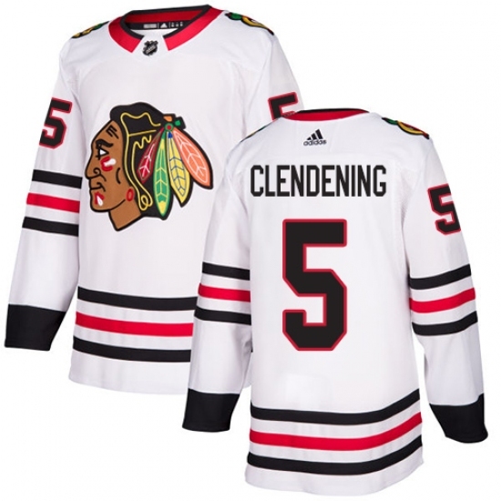 Men's Adidas Chicago Blackhawks #5 Adam Clendening Authentic White Away NHL Jersey Men's Adidas Chicago Blackhawks #5 Adam Clendening Authentic White Away NHL Jersey