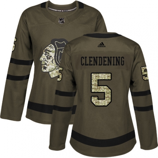 Women's Adidas Chicago Blackhawks #5 Adam Clendening Authentic Green Salute to Service NHL Jersey Women's Adidas Chicago Blackhawks #5 Adam Clendening Authentic Green Salute to Service NHL Jersey