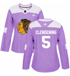 Women's Adidas Chicago Blackhawks #5 Adam Clendening Authentic Purple Fights Cancer Practice NHL Jersey Women's Adidas Chicago Blackhawks #5 Adam Clendening Authentic Purple Fights Cancer Practice NHL Jersey