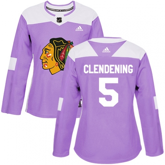 Women's Adidas Chicago Blackhawks #5 Adam Clendening Authentic Purple Fights Cancer Practice NHL Jersey Women's Adidas Chicago Blackhawks #5 Adam Clendening Authentic Purple Fights Cancer Practice NHL Jersey