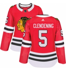 Women's Adidas Chicago Blackhawks #5 Adam Clendening Authentic Red Home NHL Jersey Women's Adidas Chicago Blackhawks #5 Adam Clendening Authentic Red Home NHL Jersey
