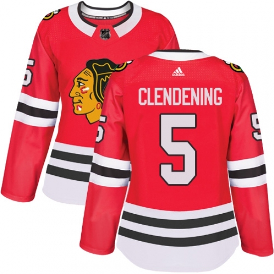 Women's Adidas Chicago Blackhawks #5 Adam Clendening Authentic Red Home NHL Jersey Women's Adidas Chicago Blackhawks #5 Adam Clendening Authentic Red Home NHL Jersey