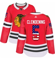 Women's Adidas Chicago Blackhawks #5 Adam Clendening Authentic Red USA Flag Fashion NHL Jersey Women's Adidas Chicago Blackhawks #5 Adam Clendening Authentic Red USA Flag Fashion NHL Jersey