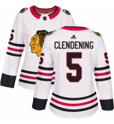 Women's Adidas Chicago Blackhawks #5 Adam Clendening Authentic White Away NHL Jersey Women's Adidas Chicago Blackhawks #5 Adam Clendening Authentic White Away NHL Jersey