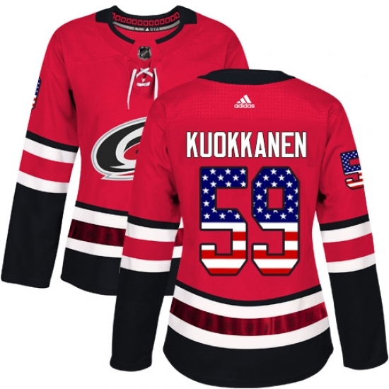 Women's Adidas Carolina Hurricanes #59 Janne Kuokkanen Authentic Red USA Flag Fashion NHL Jersey Women's Adidas Carolina Hurricanes #59 Janne Kuokkanen Authentic Red USA Flag Fashion NHL Jersey