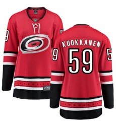 Women's Carolina Hurricanes #59 Janne Kuokkanen Fanatics Branded Red Home Breakaway NHL Jersey