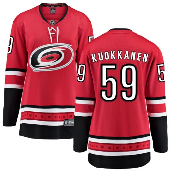 Women's Carolina Hurricanes #59 Janne Kuokkanen Fanatics Branded Red Home Breakaway NHL Jersey Women's Carolina Hurricanes #59 Janne Kuokkanen Fanatics Branded Red Home Breakaway NHL Jersey