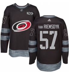 Men's Adidas Carolina Hurricanes #57 Trevor Van Riemsdyk Authentic Black 1917-2017 100th Anniversary NHL Jersey