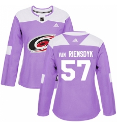 Women's Adidas Carolina Hurricanes #57 Trevor Van Riemsdyk Authentic Purple Fights Cancer Practice NHL Jersey
