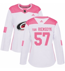 Women's Adidas Carolina Hurricanes #57 Trevor Van Riemsdyk Authentic White/Pink Fashion NHL Jersey