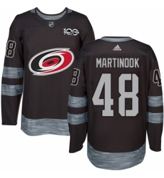 Men's Adidas Carolina Hurricanes #48 Jordan Martinook Authentic Black 1917-2017 100th Anniversary NHL Jersey Men's Adidas Carolina Hurricanes #48 Jordan Martinook Authentic Black 1917-2017 100th Anniversary NHL Jersey