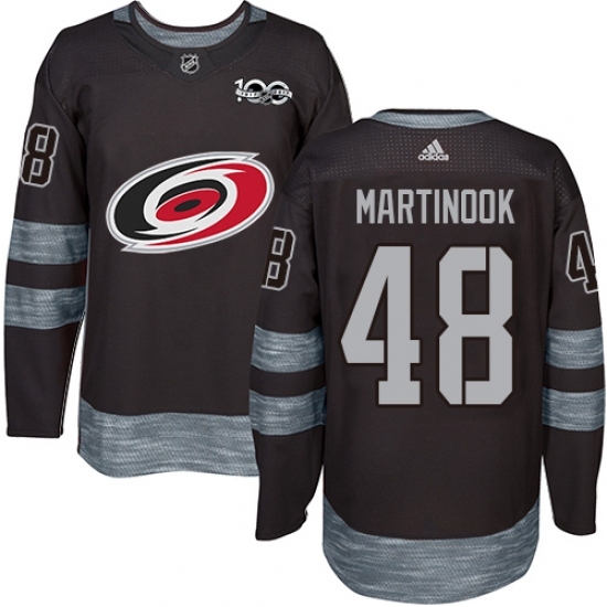 Men's Adidas Carolina Hurricanes #48 Jordan Martinook Authentic Black 1917-2017 100th Anniversary NHL Jersey Men's Adidas Carolina Hurricanes #48 Jordan Martinook Authentic Black 1917-2017 100th Anniversary NHL Jersey
