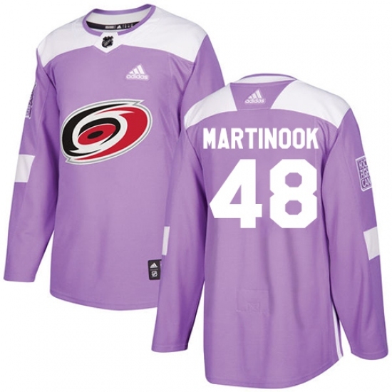 Men's Adidas Carolina Hurricanes #48 Jordan Martinook Authentic Purple Fights Cancer Practice NHL Jersey Men's Adidas Carolina Hurricanes #48 Jordan Martinook Authentic Purple Fights Cancer Practice NHL Jersey