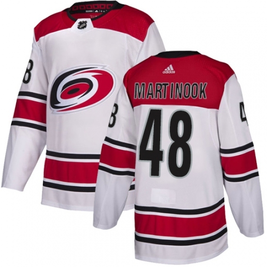 Men's Adidas Carolina Hurricanes #48 Jordan Martinook Authentic White Away NHL Jersey Men's Adidas Carolina Hurricanes #48 Jordan Martinook Authentic White Away NHL Jersey