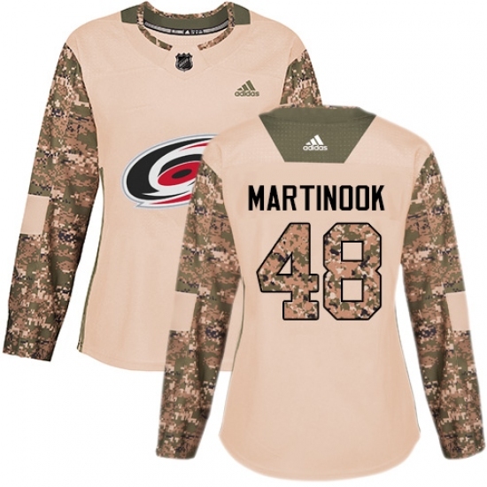 Women's Adidas Carolina Hurricanes #48 Jordan Martinook Authentic Camo Veterans Day Practice NHL Jersey Women's Adidas Carolina Hurricanes #48 Jordan Martinook Authentic Camo Veterans Day Practice NHL Jersey