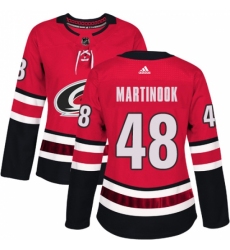 Women's Adidas Carolina Hurricanes #48 Jordan Martinook Authentic Red Home NHL Jersey Women's Adidas Carolina Hurricanes #48 Jordan Martinook Authentic Red Home NHL Jersey