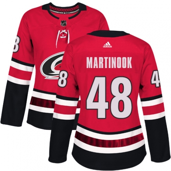 Women's Adidas Carolina Hurricanes #48 Jordan Martinook Authentic Red Home NHL Jersey Women's Adidas Carolina Hurricanes #48 Jordan Martinook Authentic Red Home NHL Jersey