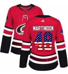 Women's Adidas Carolina Hurricanes #48 Jordan Martinook Authentic Red USA Flag Fashion NHL Jersey Women's Adidas Carolina Hurricanes #48 Jordan Martinook Authentic Red USA Flag Fashion NHL Jersey