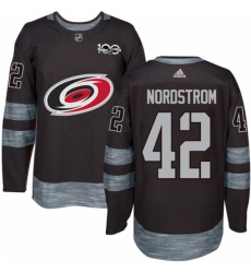 Men's Adidas Carolina Hurricanes #42 Joakim Nordstrom Authentic Black 1917-2017 100th Anniversary NHL Jersey Men's Adidas Carolina Hurricanes #42 Joakim Nordstrom Authentic Black 1917-2017 100th Anniversary NHL Jersey