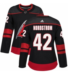Women's Adidas Carolina Hurricanes #42 Joakim Nordstrom Authentic Black Alternate NHL Jersey