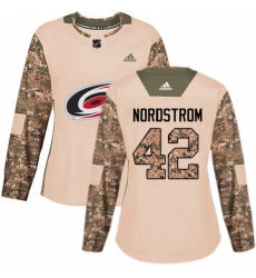 Women's Adidas Carolina Hurricanes #42 Joakim Nordstrom Authentic Camo Veterans Day Practice NHL Jersey