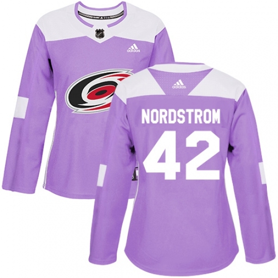 Women's Adidas Carolina Hurricanes #42 Joakim Nordstrom Authentic Purple Fights Cancer Practice NHL Jersey Women's Adidas Carolina Hurricanes #42 Joakim Nordstrom Authentic Purple Fights Cancer Practice NHL Jersey