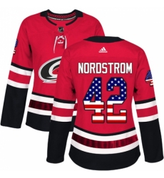 Women's Adidas Carolina Hurricanes #42 Joakim Nordstrom Authentic Red USA Flag Fashion NHL Jersey