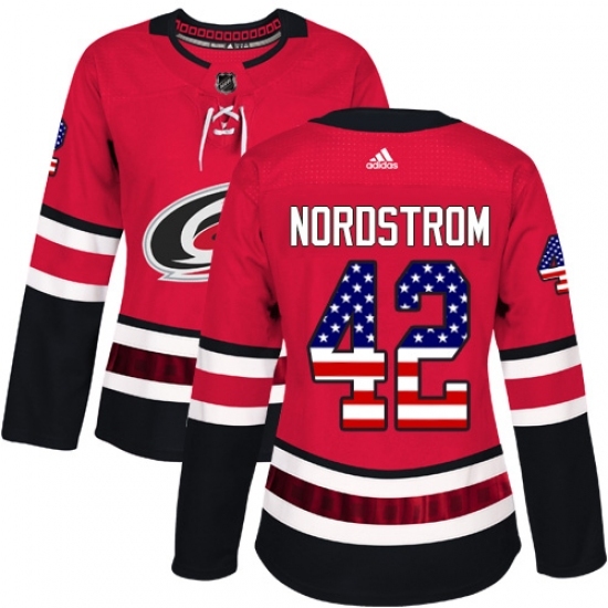 Women's Adidas Carolina Hurricanes #42 Joakim Nordstrom Authentic Red USA Flag Fashion NHL Jersey Women's Adidas Carolina Hurricanes #42 Joakim Nordstrom Authentic Red USA Flag Fashion NHL Jersey