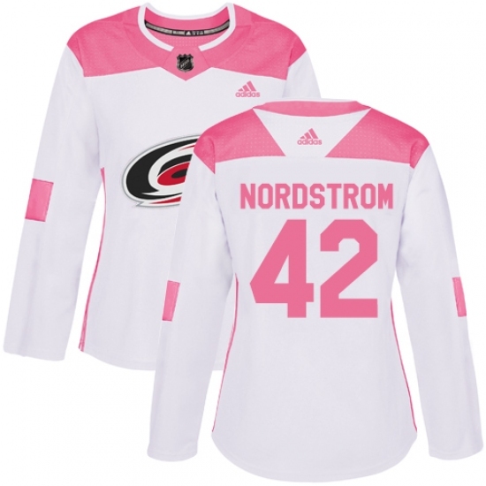 Women's Adidas Carolina Hurricanes #42 Joakim Nordstrom Authentic White/Pink Fashion NHL Jersey Women's Adidas Carolina Hurricanes #42 Joakim Nordstrom Authentic White/Pink Fashion NHL Jersey