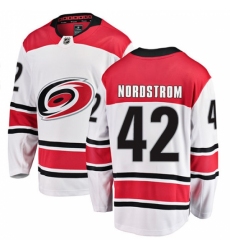 Youth Carolina Hurricanes #42 Joakim Nordstrom Fanatics Branded White Away Breakaway NHL Jersey