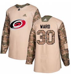 Men's Adidas Carolina Hurricanes #30 Cam Ward Authentic Camo Veterans Day Practice NHL Jersey