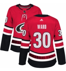 Women's Adidas Carolina Hurricanes #30 Cam Ward Authentic Red Home NHL Jersey