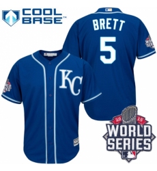 Men's Majestic Kansas City Royals #5 George Brett Authentic Blue Alternate 2 Cool Base 2015 World Series Patch MLB Jersey Men's Majestic Kansas City Royals #5 George Brett Authentic Blue Alternate 2 Cool Base 2015 World Series Patch MLB Jersey