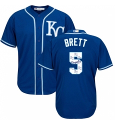 Men's Majestic Kansas City Royals #5 George Brett Authentic Blue Team Logo Fashion Cool Base MLB Jersey Men's Majestic Kansas City Royals #5 George Brett Authentic Blue Team Logo Fashion Cool Base MLB Jersey