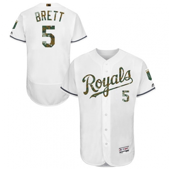 Men's Majestic Kansas City Royals #5 George Brett Authentic White 2016 Memorial Day Fashion Flex Base MLB Jersey Men's Majestic Kansas City Royals #5 George Brett Authentic White 2016 Memorial Day Fashion Flex Base MLB Jersey