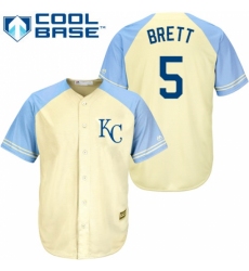 Men's Majestic Kansas City Royals #5 George Brett Replica Cream Exclusive Vintage Cool Base MLB Jersey Men's Majestic Kansas City Royals #5 George Brett Replica Cream Exclusive Vintage Cool Base MLB Jersey