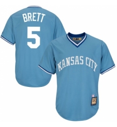 Men's Majestic Kansas City Royals #5 George Brett Replica Light Blue Cooperstown MLB Jersey