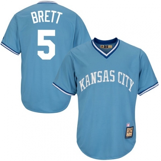 Men's Majestic Kansas City Royals #5 George Brett Replica Light Blue Cooperstown MLB Jersey Men's Majestic Kansas City Royals #5 George Brett Replica Light Blue Cooperstown MLB Jersey