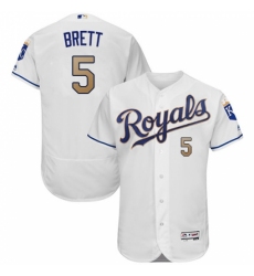 Men's Majestic Kansas City Royals #5 George Brett White Home Flex Base Authentic MLB Jersey Men's Majestic Kansas City Royals #5 George Brett White Home Flex Base Authentic MLB Jersey