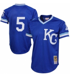 Men's Mitchell and Ness 1989 Kansas City Royals #5 George Brett Authentic Royal Blue Throwback MLB Jersey