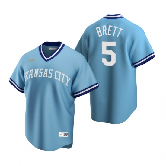 Men's Nike Kansas City Royals #5 George Brett Light Blue Cooperstown Collection Road Stitched Baseball Jersey Men's Nike Kansas City Royals #5 George Brett Light Blue Cooperstown Collection Road Stitched Baseball Jersey
