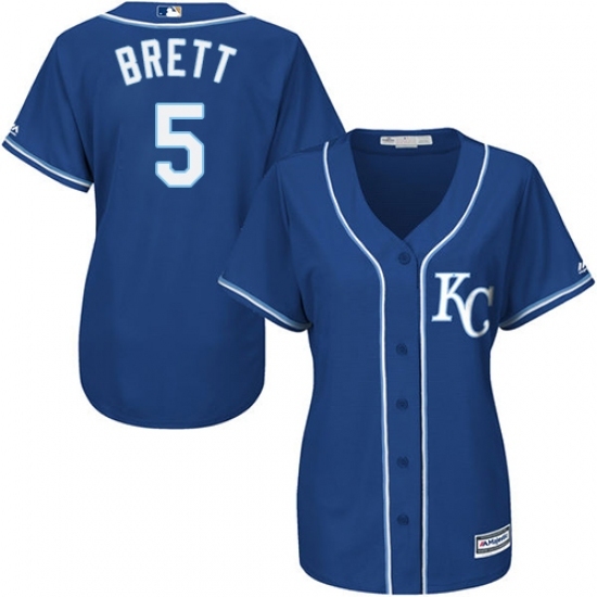 Women's Majestic Kansas City Royals #5 George Brett Replica Blue Alternate 2 Cool Base MLB Jersey Women's Majestic Kansas City Royals #5 George Brett Replica Blue Alternate 2 Cool Base MLB Jersey