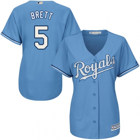 Women's Majestic Kansas City Royals #5 George Brett Replica Light Blue Alternate 1 Cool Base MLB Jersey Women's Majestic Kansas City Royals #5 George Brett Replica Light Blue Alternate 1 Cool Base MLB Jersey