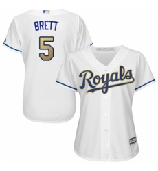 Women's Majestic Kansas City Royals #5 George Brett Replica White Home Cool Base MLB Jersey Women's Majestic Kansas City Royals #5 George Brett Replica White Home Cool Base MLB Jersey