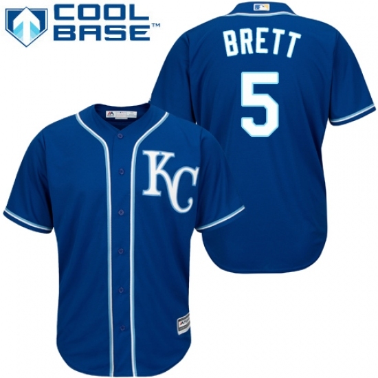 Youth Majestic Kansas City Royals #5 George Brett Replica Blue Alternate 2 Cool Base MLB Jersey Youth Majestic Kansas City Royals #5 George Brett Replica Blue Alternate 2 Cool Base MLB Jersey