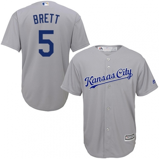 Youth Majestic Kansas City Royals #5 George Brett Replica Grey Road Cool Base MLB Jersey Youth Majestic Kansas City Royals #5 George Brett Replica Grey Road Cool Base MLB Jersey