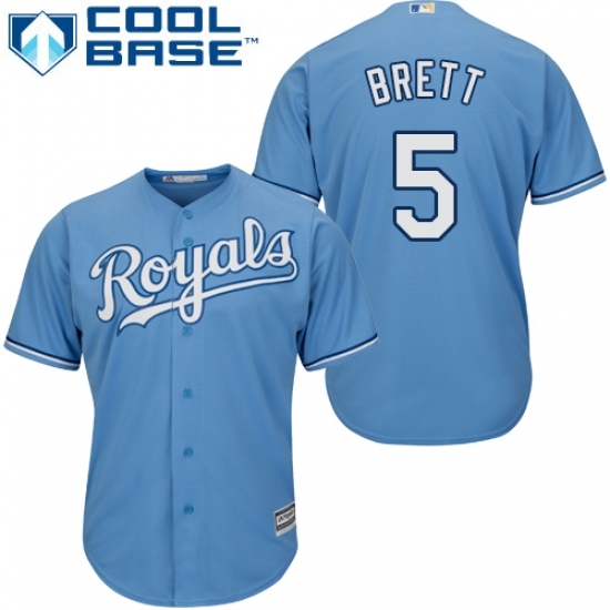 Youth Majestic Kansas City Royals #5 George Brett Replica Light Blue Alternate 1 Cool Base MLB Jersey Youth Majestic Kansas City Royals #5 George Brett Replica Light Blue Alternate 1 Cool Base MLB Jersey