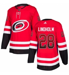 Men's Adidas Carolina Hurricanes #28 Elias Lindholm Authentic Red Drift Fashion NHL Jersey