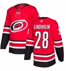 Men's Adidas Carolina Hurricanes #28 Elias Lindholm Authentic Red Home NHL Jersey