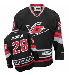 Women's Reebok Carolina Hurricanes #28 Elias Lindholm Premier Black Third NHL Jersey